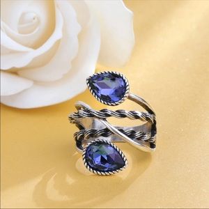 🍃🦋Sapphire Blue Silver Estate Statement Ring🍃🦋